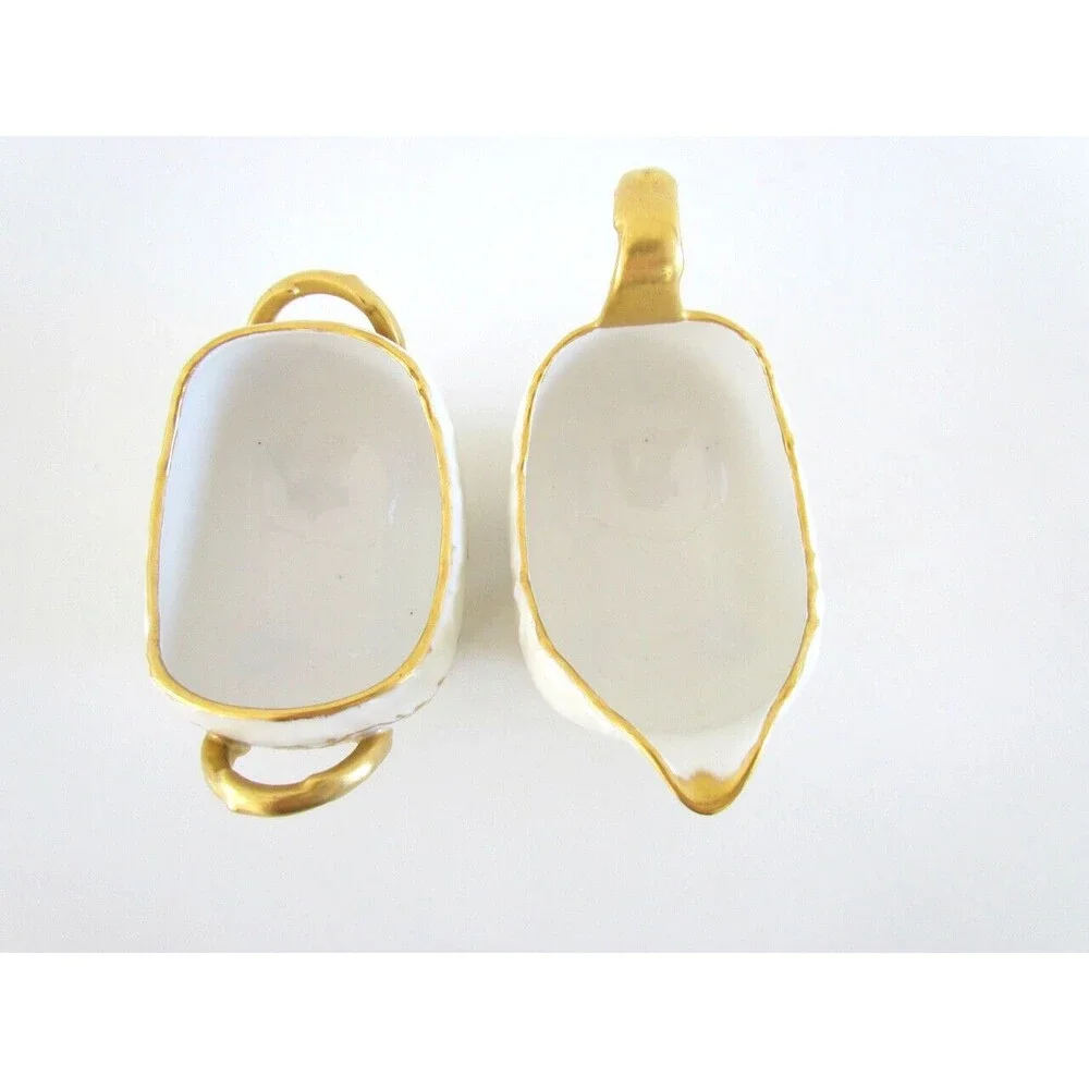 Vintage Limoges France Sugar Creamer Set Gold Marked